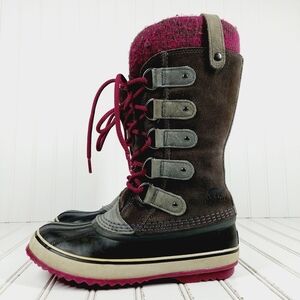 Sorel Joan of Arctic Brown Black Waterproof Lace-up Winter Duck Boots E542